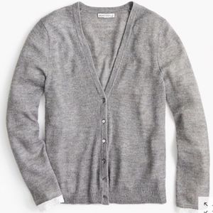 J. Crew Mercantile Gray Alpaca Cardigan with Lace Sleeve Detail. XS